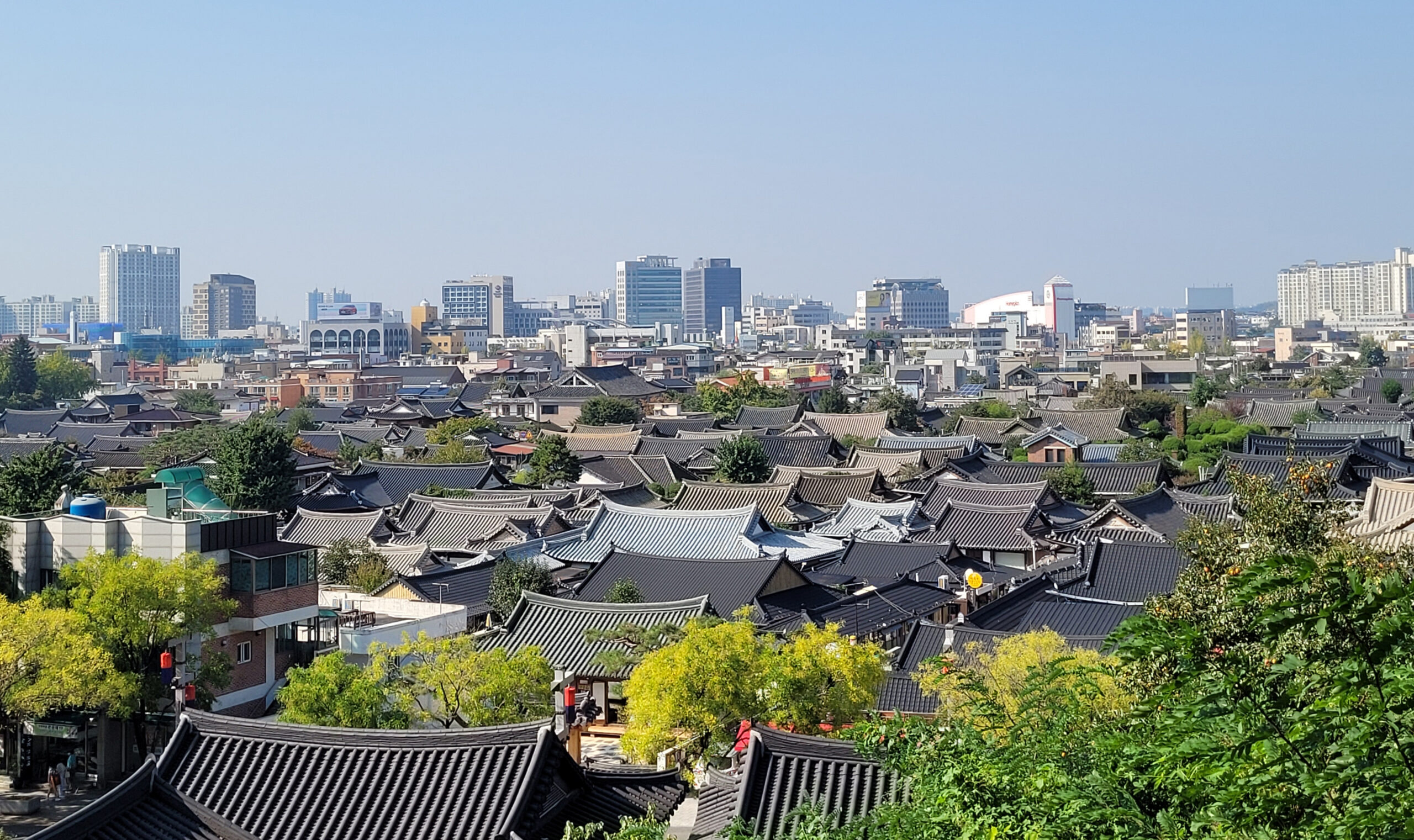Traditional tiled rooftops of Jeonju Hanok Village, Korea